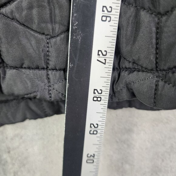 Womens Black Weatherproof Quilted Hooded Jacket w/ Floral Lining Full Zip Size M - Picture 12 of 12